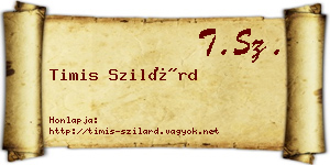 Timis Szilárd névjegykártya